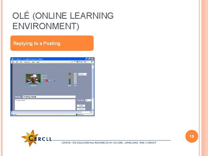 OLÉ (ONLINE LEARNING ENVIRONMENT) Replying to a Posting 19 