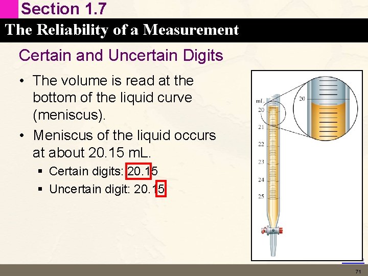 Section 1. 7 The Reliability of a Measurement Certain and Uncertain Digits • The