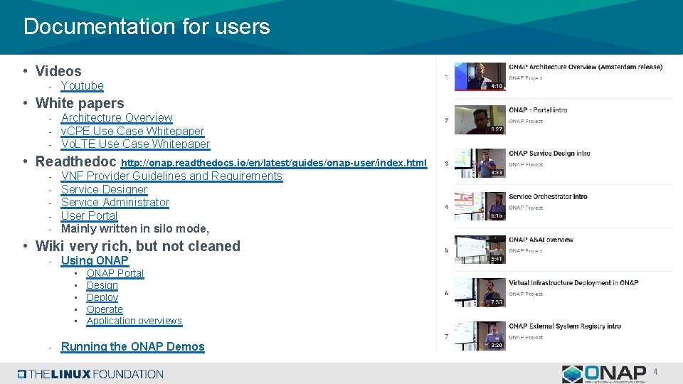 Documentation for users • Videos - Youtube • White papers - Architecture Overview -