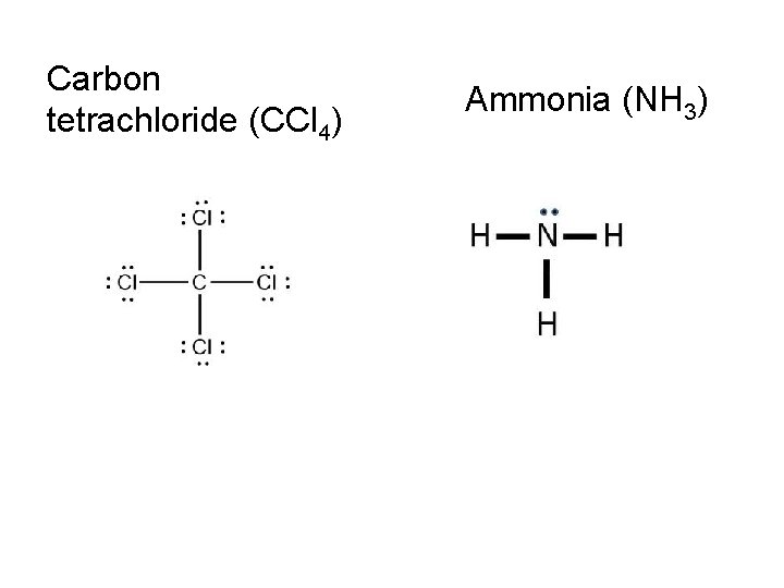 Carbon tetrachloride (CCl 4) Ammonia (NH 3) 