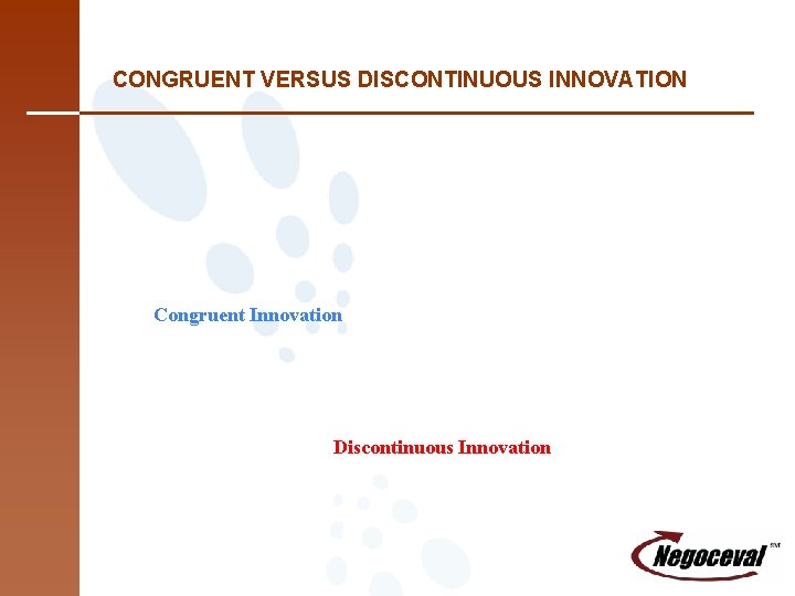 CONGRUENT VERSUS DISCONTINUOUS INNOVATION Congruent Innovation Discontinuous Innovation 