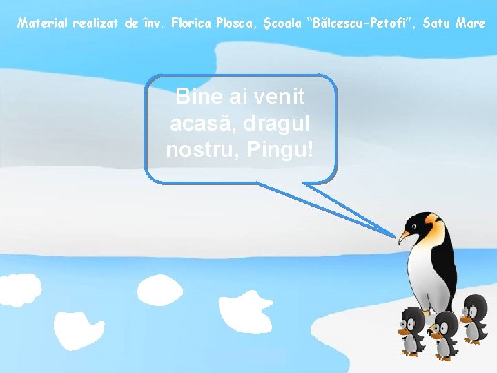 Material realizat de înv. Florica Plosca, Şcoala “Bălcescu-Petofi”, Satu Mare Bine ai venit acasă,