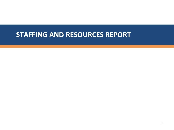 STAFFING AND RESOURCES REPORT 31 