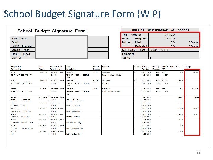 School Budget Signature Form (WIP) 38 