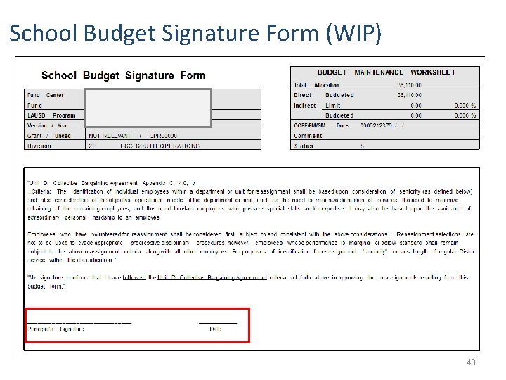 School Budget Signature Form (WIP) 40 