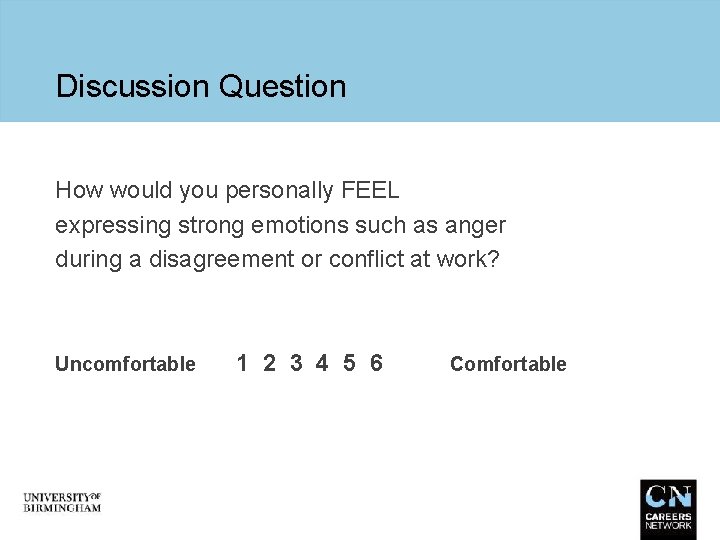 Discussion Question How would you personally FEEL expressing strong emotions such as anger during