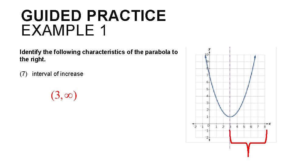 GUIDED PRACTICE EXAMPLE 1 Identify the following characteristics of the parabola to the right.