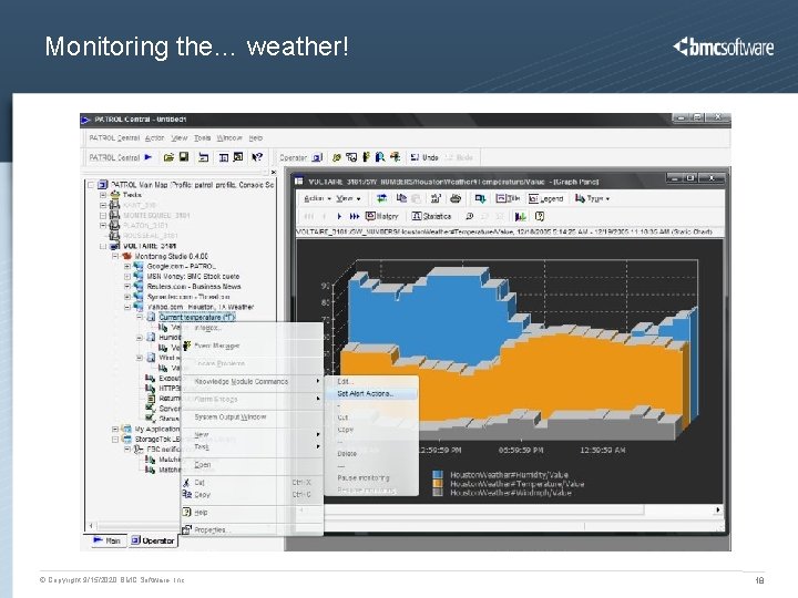 Monitoring the… weather! © Copyright 9/15/2020 BMC Software, Inc 18 