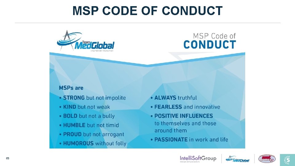 MSP CODE OF CONDUCT 53 