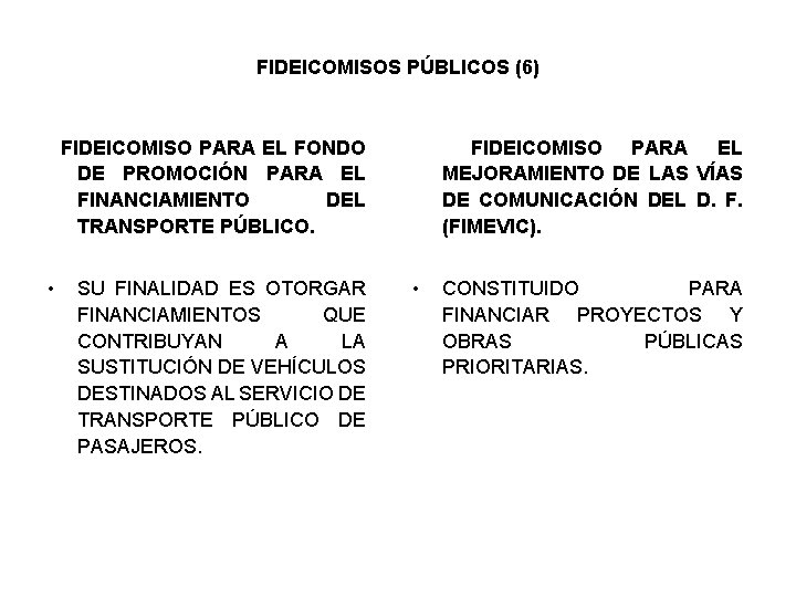 FIDEICOMISOS PÚBLICOS (6) FIDEICOMISO PARA EL FONDO DE PROMOCIÓN PARA EL FINANCIAMIENTO DEL TRANSPORTE