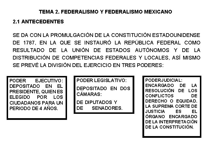 TEMA 2. FEDERALISMO Y FEDERALISMO MEXICANO 2. 1 ANTECEDENTES SE DA CON LA PROMULGACIÓN