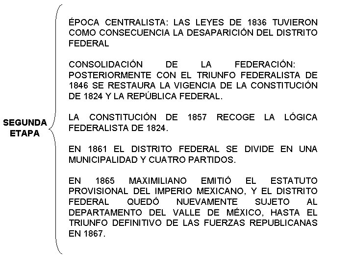 ÉPOCA CENTRALISTA: LAS LEYES DE 1836 TUVIERON COMO CONSECUENCIA LA DESAPARICIÓN DEL DISTRITO FEDERAL