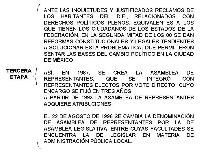 ANTE LAS INQUIETUDES Y JUSTIFICADOS RECLAMOS DE LOS HABITANTES DEL D. F. , RELACIONADOS