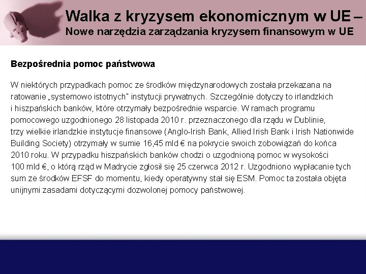 Walka z kryzysem ekonomicznym w UE – Nowe narzędzia zarządzania kryzysem finansowym w UE