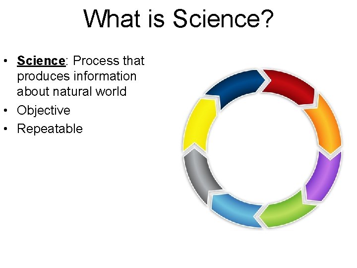 What is Science? • Science: Process that produces information about natural world • Objective