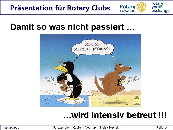 Präsentation für Rotary Clubs Damit so was nicht passiert … …wird intensiv betreut !!!