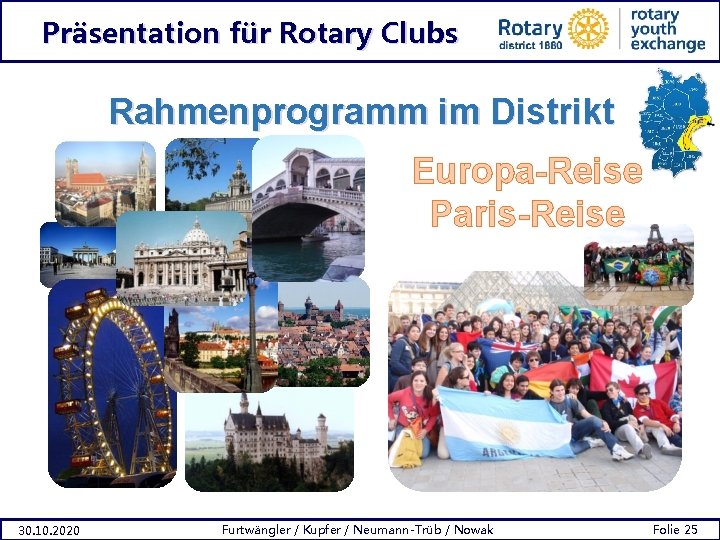 Präsentation für Rotary Clubs Rahmenprogramm im Distrikt Europa-Reise Paris-Reise 30. 10. 2020 Furtwängler /