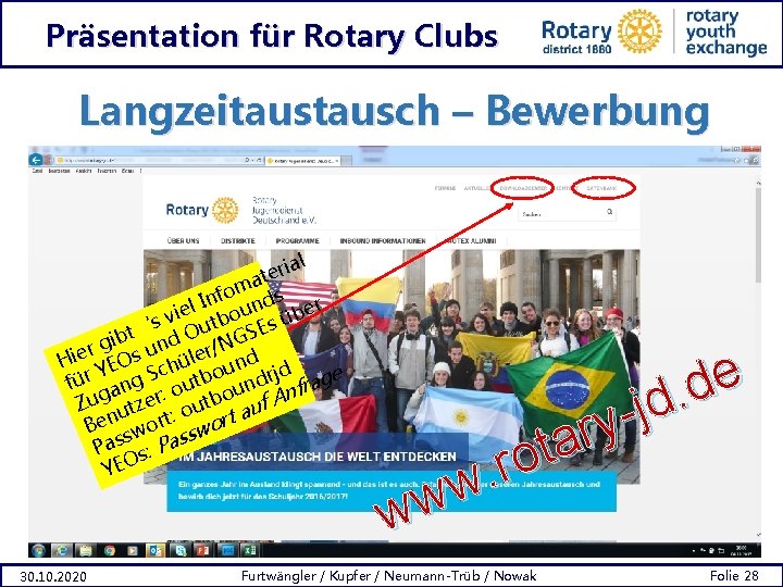 Präsentation für Rotary Clubs Langzeitausch – Bewerbung ial r e at m o nf