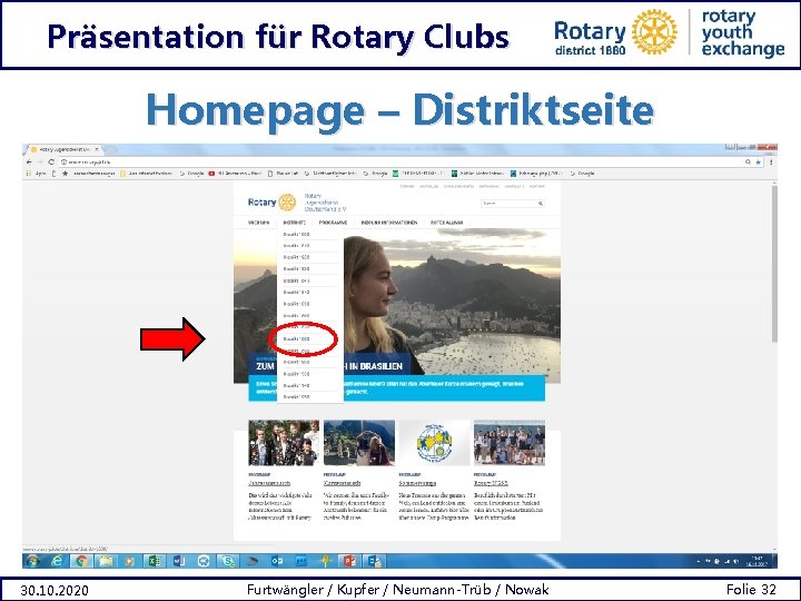 Präsentation für Rotary Clubs Homepage – Distriktseite 30. 10. 2020 Furtwängler / Kupfer /