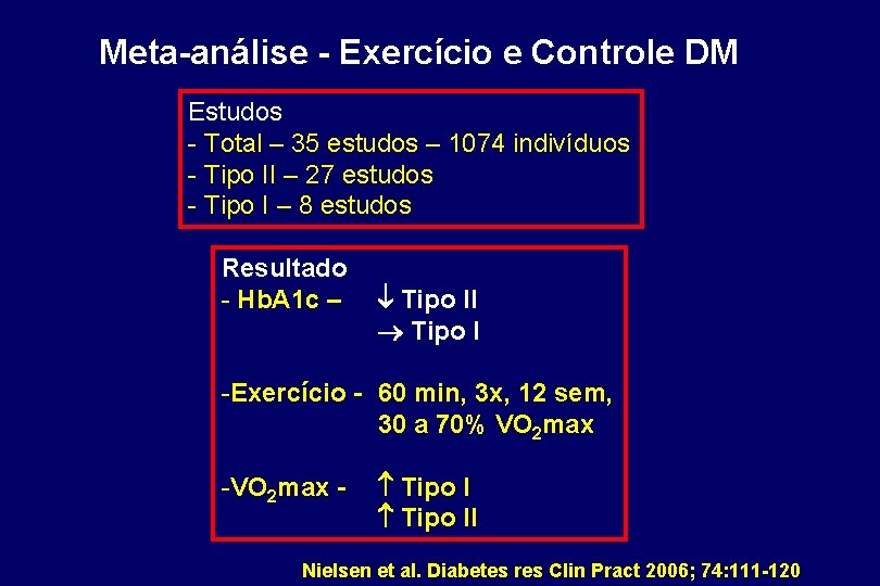 Meta-análise - Exercício e Controle DM Estudos - Total – 35 estudos – 1074