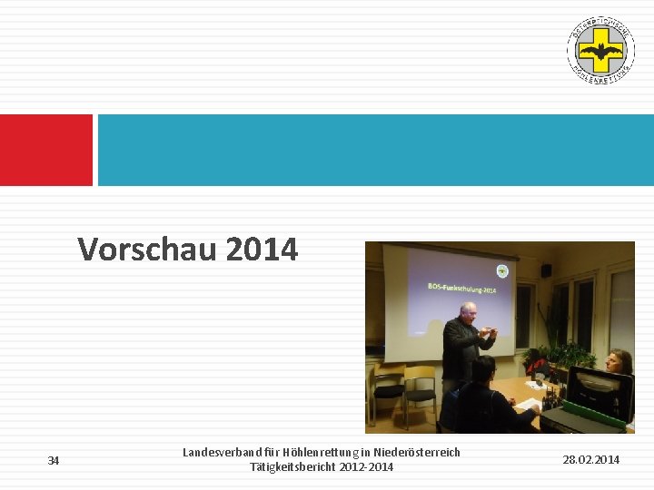 Vorschau 2014 34 Landesverband für Höhlenrettung in Niederösterreich Tätigkeitsbericht 2012 -2014 28. 02. 2014
