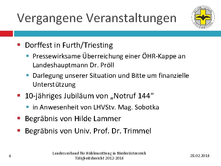 Vergangene Veranstaltungen § Dorffest in Furth/Triesting § Pressewirksame Überreichung einer ÖHR-Kappe an Landeshauptmann Dr.