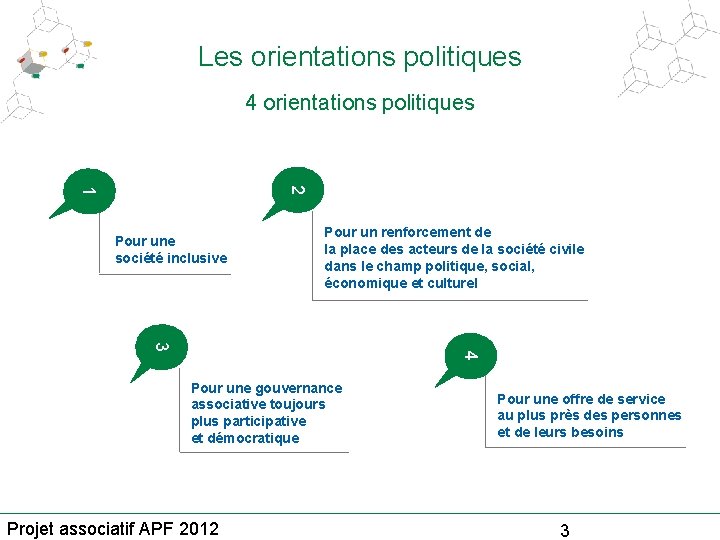 Les orientations politiques 4 orientations politiques 2 1 Pour une société inclusive Pour un