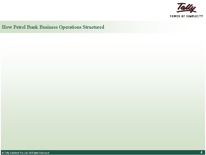 How Petrol Bunk Business Operations Structured © Tally Solutions Pvt. Ltd. All Rights Reserved