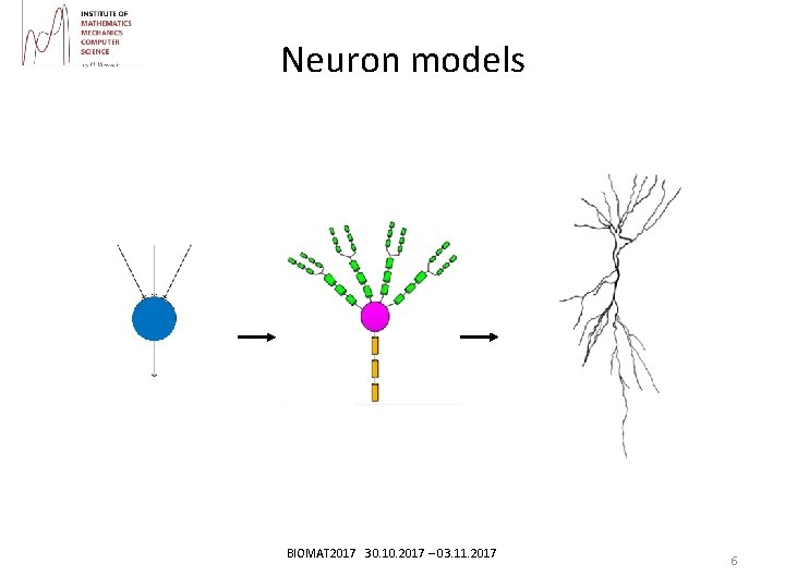 Neuron models BIOMAT 2017 30. 10. 2017 – 03. 11. 2017 6 