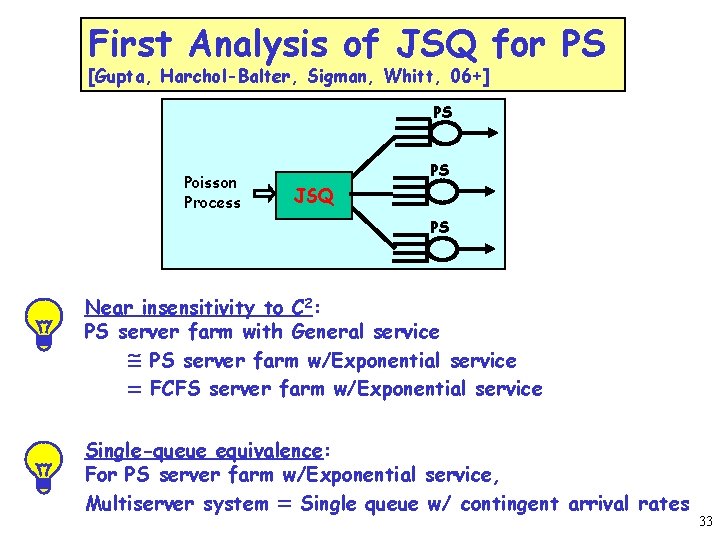 First Analysis of JSQ for PS [Gupta, Harchol-Balter, Sigman, Whitt, 06+] PS Poisson Process