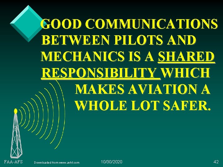 GOOD COMMUNICATIONS BETWEEN PILOTS AND MECHANICS IS A SHARED RESPONSIBILITY WHICH MAKES AVIATION A