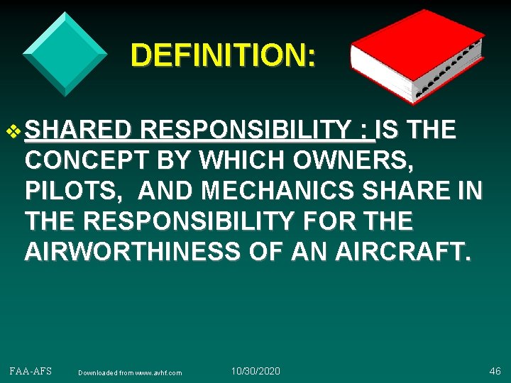 DEFINITION: v SHARED RESPONSIBILITY : IS THE CONCEPT BY WHICH OWNERS, PILOTS, AND MECHANICS