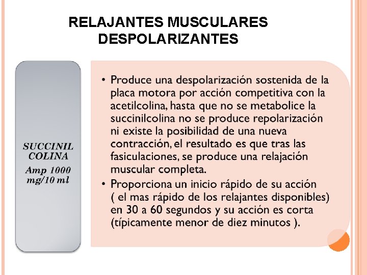 RELAJANTES MUSCULARES DESPOLARIZANTES 