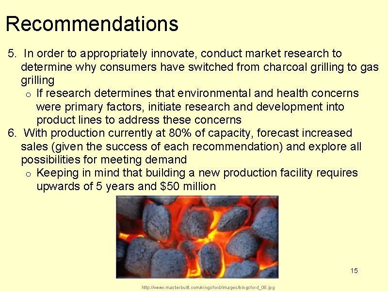 Recommendations 5. In order to appropriately innovate, conduct market research to determine why consumers