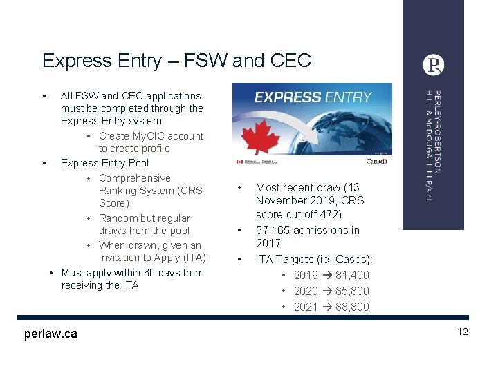 Express Entry – FSW and CEC • All FSW and CEC applications must be