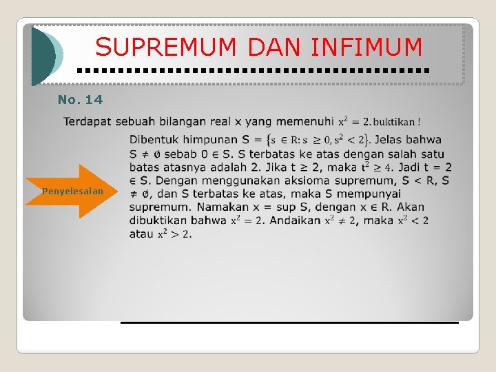 SUPREMUM DAN INFIMUM No. 14 Penyelesaian 