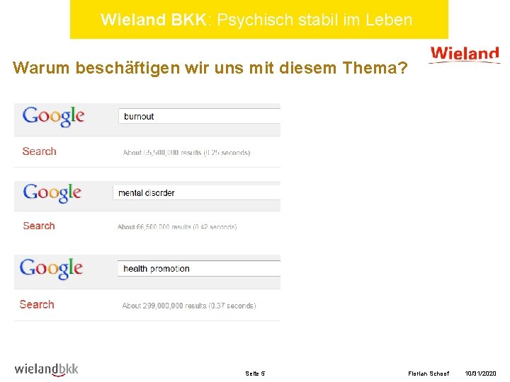 Wieland BKK: Psychisch stabil im Leben Warum beschäftigen wir uns mit diesem Thema? Seite
