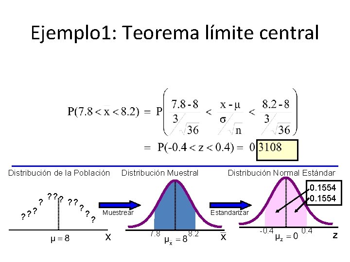 Ejemplo 1: Teorema límite central Distribución de la Población ? ? ? Distribución Muestral