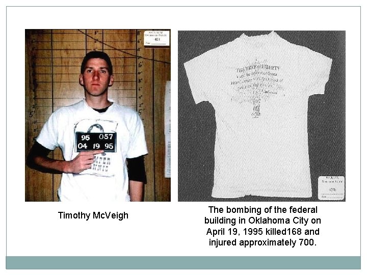 Timothy Mc. Veigh The bombing of the federal building in Oklahoma City on April