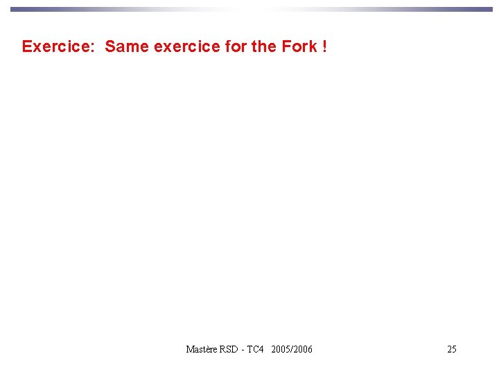 Exercice: Same exercice for the Fork ! Mastère RSD - TC 4 2005/2006 25