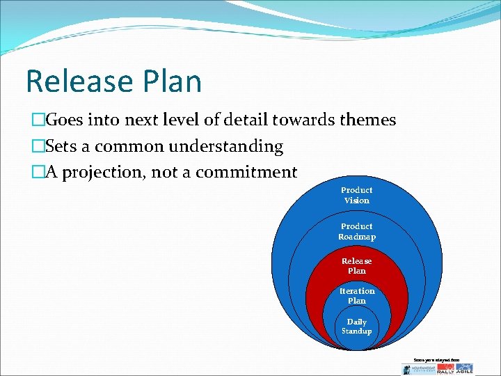Release Plan �Goes into next level of detail towards themes �Sets a common understanding