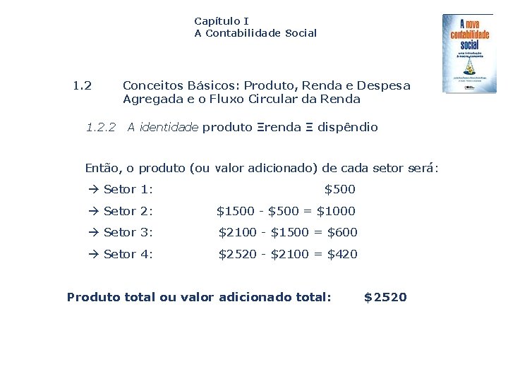 Capítulo I A Contabilidade Social 1. 2. 2 Capa da Obra Conceitos Básicos: Produto,