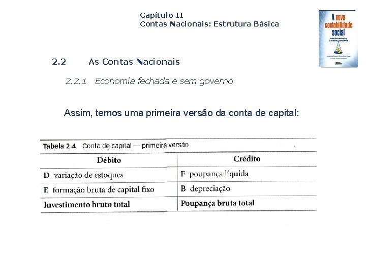 Capítulo II Contas Nacionais: Estrutura Básica 2. 2. 1 As Contas Nacionais Economia fechada
