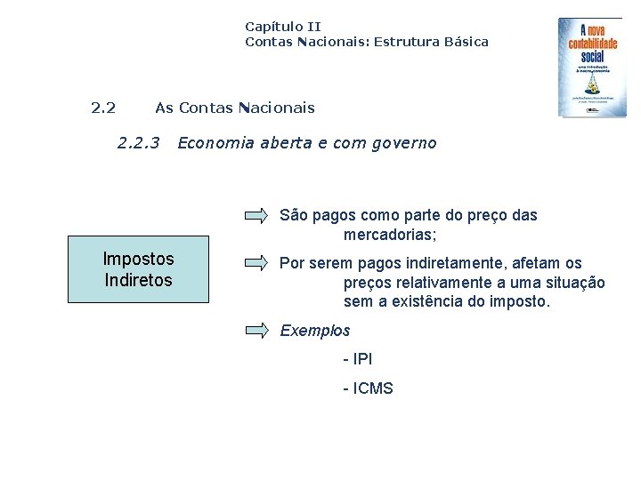 Capítulo II Contas Nacionais: Estrutura Básica 2. 2 Capa da Obra As Contas Nacionais