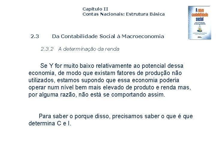 Capítulo II Contas Nacionais: Estrutura Básica 2. 3 Capa da Obra Da Contabilidade Social