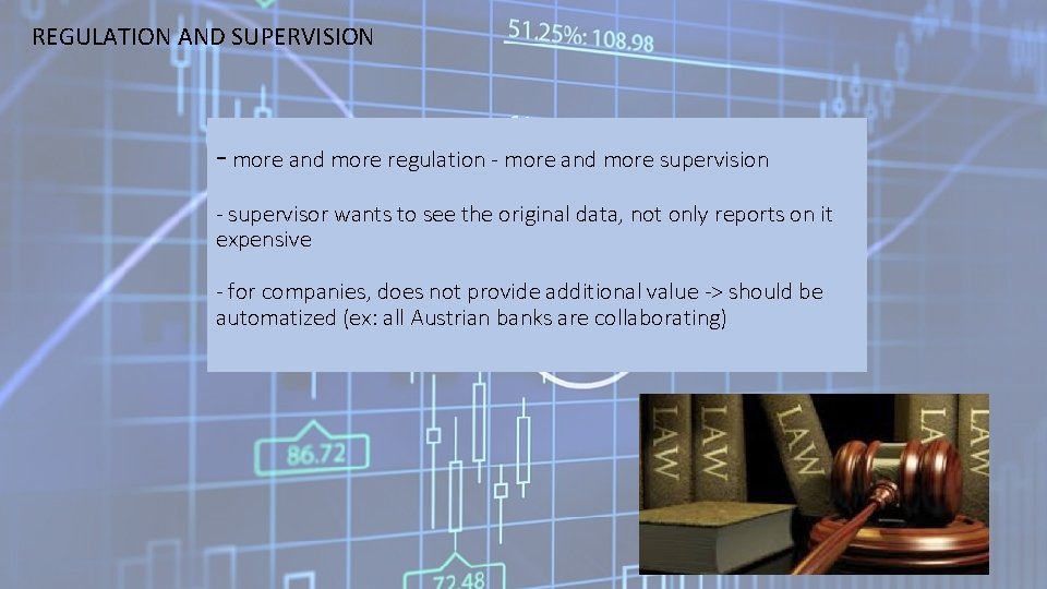 REGULATION AND SUPERVISION - more and more regulation - more and more supervision -