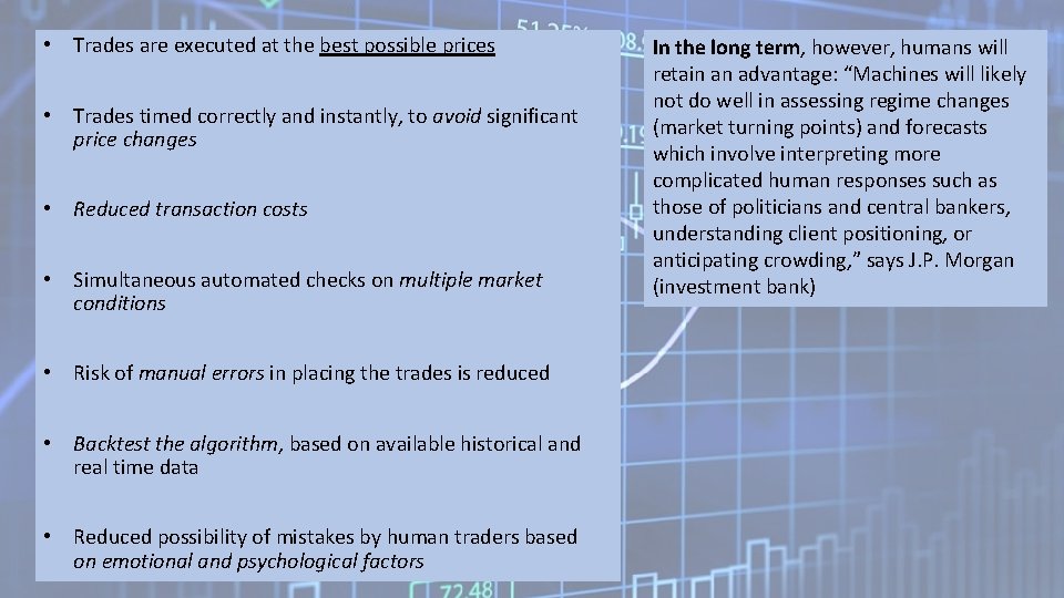  • Trades are executed at the best possible prices • Trades timed correctly