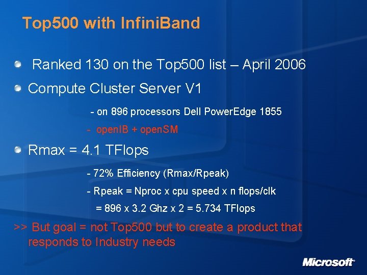 Top 500 with Infini. Band Ranked 130 on the Top 500 list – April