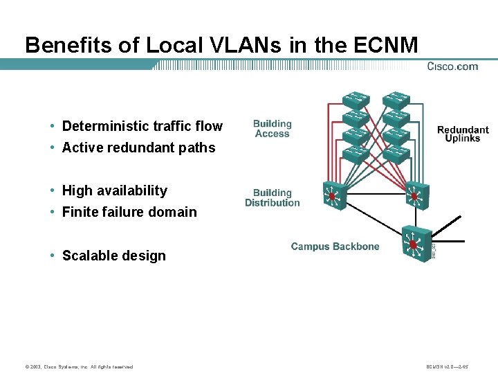 Benefits of Local VLANs in the ECNM • Deterministic traffic flow • Active redundant