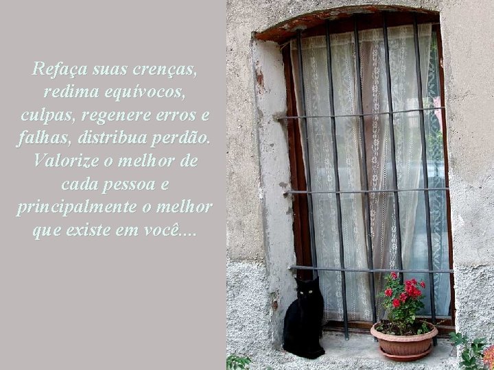 Refaça suas crenças, redima equívocos, culpas, regenere erros e falhas, distribua perdão. Valorize o
